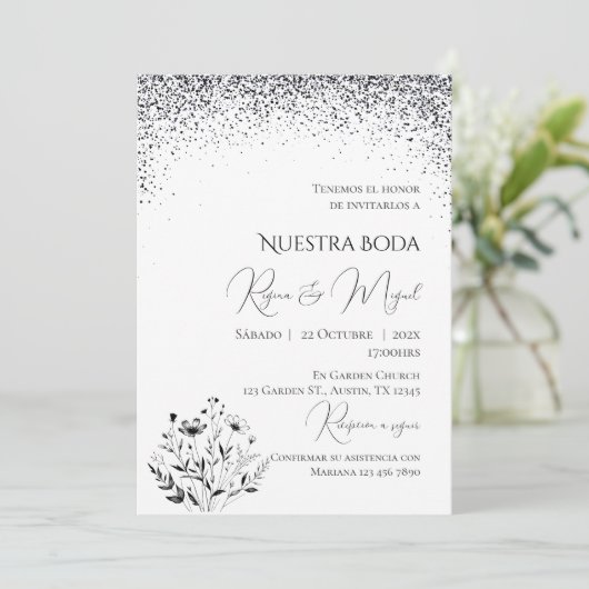 Invitación Minimalistic Spanish Wedding Invitation (Debout devant)