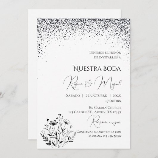 Invitación Minimalistic Spanish Wedding Invitation (Devant / Derrière)