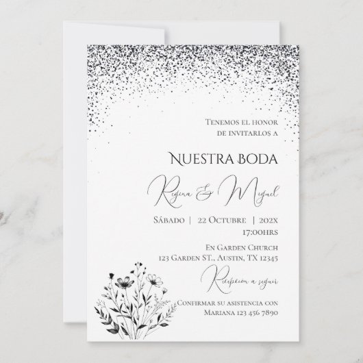 Invitación Minimalistic Spanish Wedding Invitation Kaart (Voorkant)