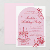 Invitación Modern girly doodle Birthday Invitation (Devant / Derrière)