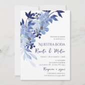 Invitación Navy Blue Spanish Wedding Invitation (Devant)