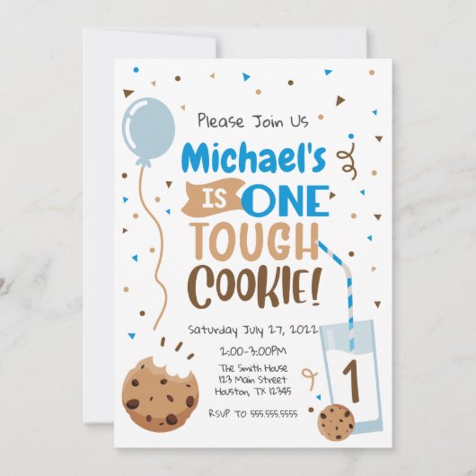 Invitación One Tough Cookie Eerste Verjaardag Kaart (Voorkant)