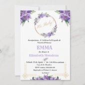 invitacion para Baby Shower con Flores purpura Kaart (Voorkant)