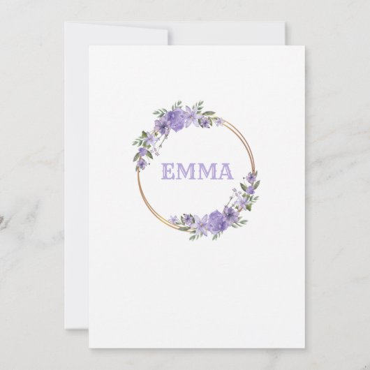 invitacion para Baby Shower con Flores purpura Kaart (Achterkant)