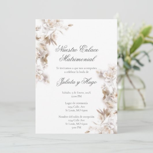 Invitación para boda ramo de flores kaart (Staand voorkant)