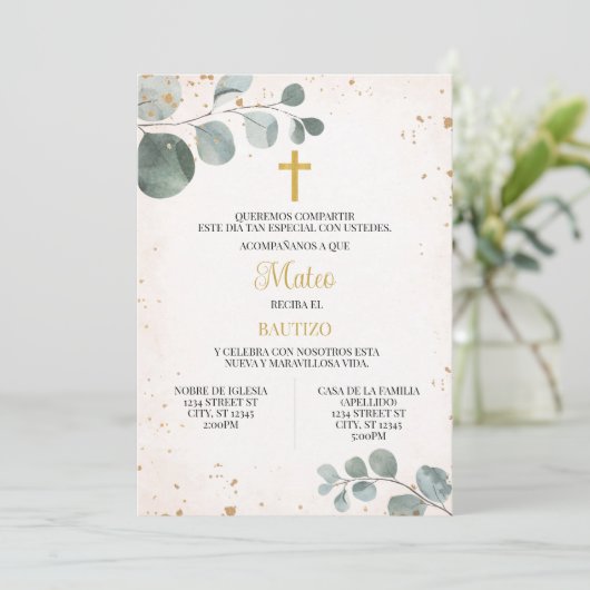 INVITACION PARA EVENTO RELIGIOSO DE NINO KAART (Staand voorkant)