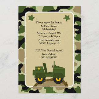 Invitacion para fiesta militar Soldado camuflage Kaart