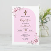 Invitación Pink Baptism Invitation (Debout devant)