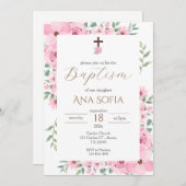 Invitación Pink Baptism Invitation (Devant / Derrière)