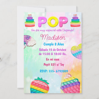 Invitación Pop It Niña Kaart