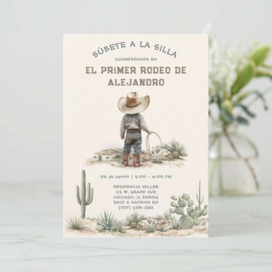 Invitación Primer Rodeo Infantil Personalizada Kaart (Staand voorkant)
