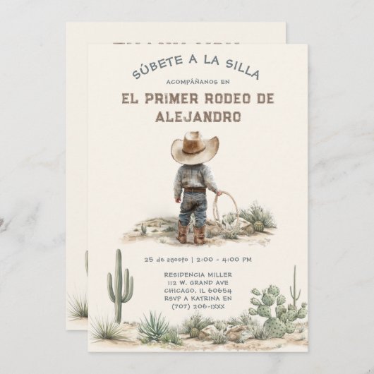 Invitación Primer Rodeo Infantil Personalizada Kaart (Voorkant / Achterkant)