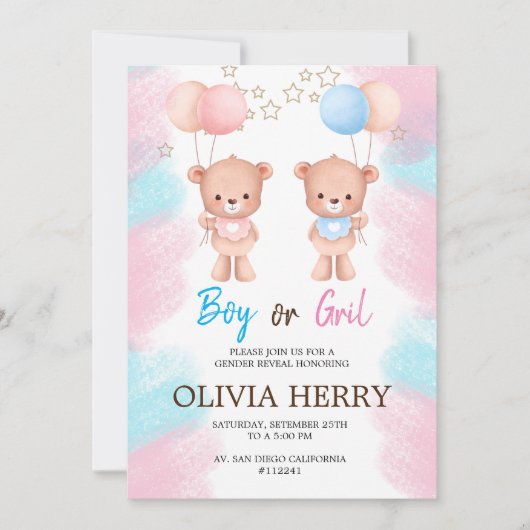 INVITACION REVELACION DE GENERO KAART (Voorkant)