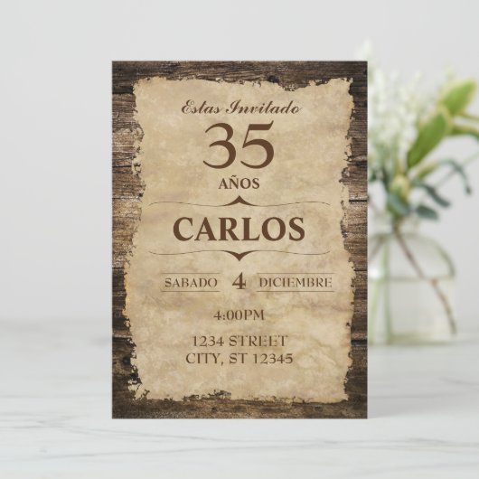 INVITACIÓN RÚSTICA KAART (Staand voorkant)