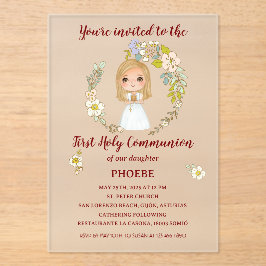 Invitación sobre acrílico PHOEBE Primera Comunión Acryl Uitnodigingen