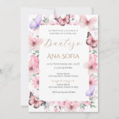 Invitación Spanish Baptism Girl invitation pink (Devant)