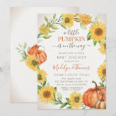 Invitación Sunflower & Pumpkins herfst Baby shower Kaart (Voorkant / Achterkant)