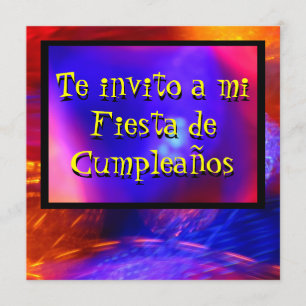 Invitación -Te invito a mi Fiesta - Azul y Naranja Kaart