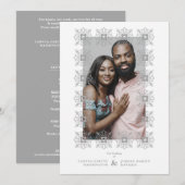 Invitación Wedding Grey Fancy Ornament Lace Effect Kaart (Voorkant / Achterkant)