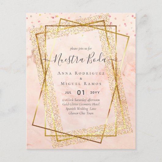 Invitaciones de Boda, budget van de Spaanse wedden Flyer (Voorkant)