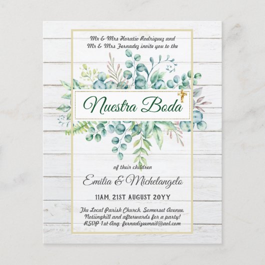 Invitaciones de Boda, Spain Wedding GREENERY Flyer (Voorkant)
