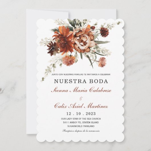 Invitaciones de Boda Terracota Elegantes Kaart (Voorkant)