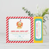 INVITATIE CIRCUS CARNIVAL BIRTHDAY PARTIJ KAART (Staand voorkant)