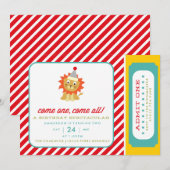 INVITATIE CIRCUS CARNIVAL BIRTHDAY PARTIJ KAART (Voorkant / Achterkant)