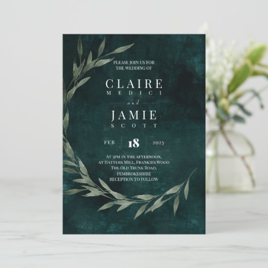INVITATIE - KLASSIEKE 'GROENE RUSTIC' SAVE THE DATE (Staand voorkant)