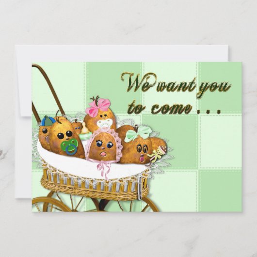 INVITATIE - MULTIDOELEINDE - POTATOSPUDS VOOR BABY KAART (Voorkant)
