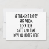 INVITATIE "UNIEKE RETIREMENT PARTIJ" (GOLF-STIJL) KAART (Achterkant)
