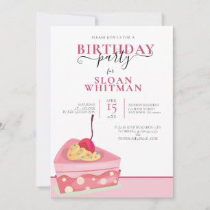 INVITATIE VAN FUN PINK CAKE BIRTHDAY-PARTIJ KAART