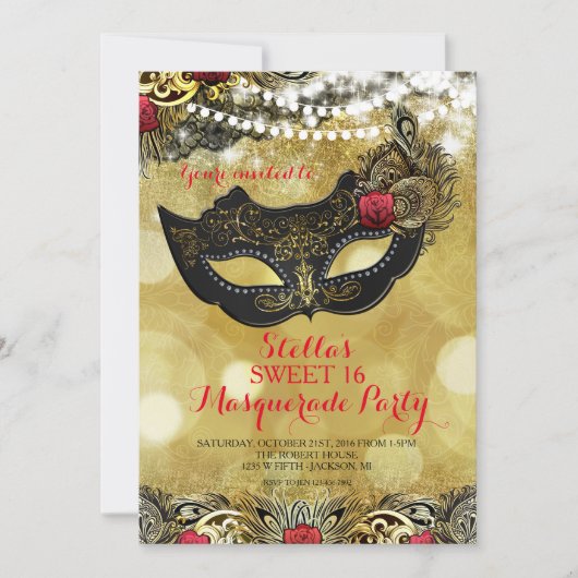 INVITATIE VAN MASQUERADE-PARTIJEN KAART (Voorkant)