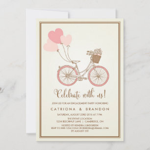 INVITATIE VAN PINKBICYCLE-ENGAGEMENT PARTIJ KAART