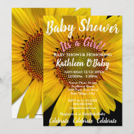 INVITATIE VOOR ZONNLOWER FOTO BABY GIRL SHOWER KAART