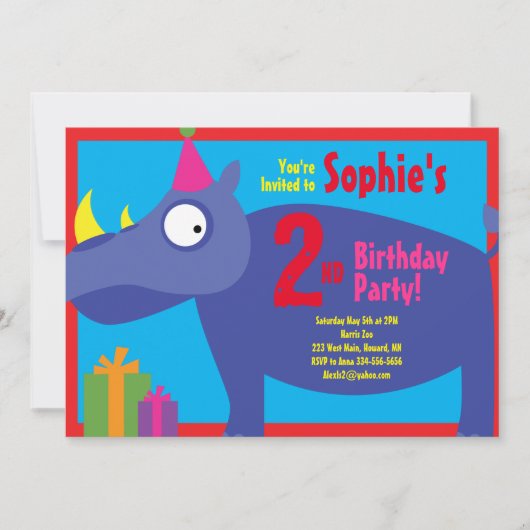 Invitaties bij de geboorte van het Kind van Rhino Kaart (Voorkant)