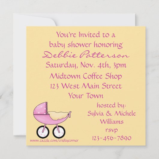 Invitaties in de draaibare roze douche kaart (Achterkant)