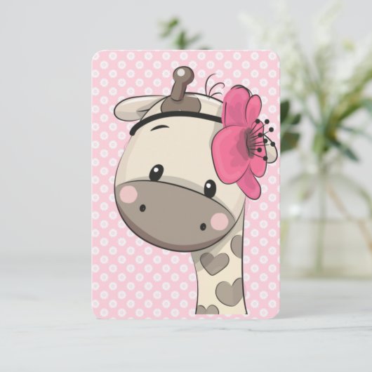Invitaties van Custom Baby Girl Giraffe Party (Staand voorkant)