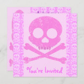 Invitaties van de roze huid kaart (Voorkant / Achterkant)