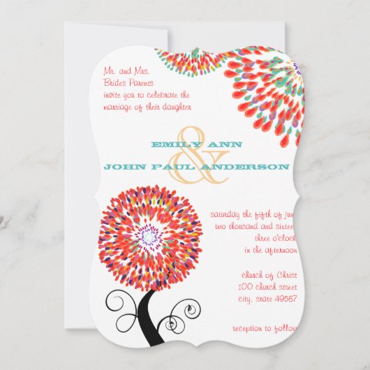 Invitaties van de Teardrop-bloem Kaart (Voorkant)