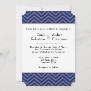 Invitaties voor marinesblauwe Chevron Wedding Kaart