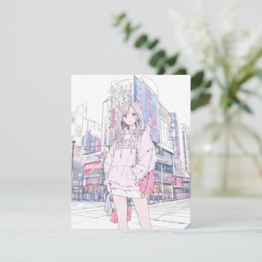 Invitation 【アイコン&待ち受け用】パステルピンクJK|寿司娘 GenerativeAI (Debout devant)