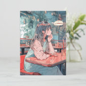 Invitation 【アイコン・待ち受け画像】カフェで待ち合わせJK|寿司娘 GenerativeAI (Debout devant)