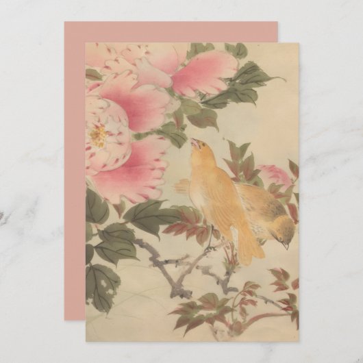 INVITATION 美しい花と鳥の絵　ビンテージアート　日本画 (Devant / Derrière)
