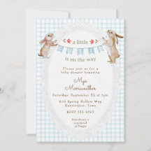 001 Bleu ciel Douce Lapine à Carreaux Baby Shower