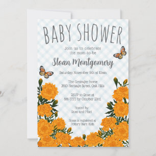 Invitation 001 Sky Monarch Papillon Tagète Baby Shower