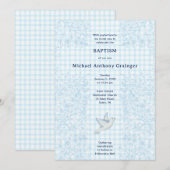 Invitation 002 Colombe Céruléenne Botanique Croisée Gingham B (Devant / Derrière)