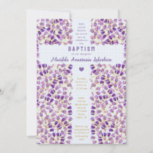 Invitation 003 Jardin de gingham baptême vitrail cobalt