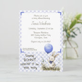 Invitation 004 Bleu Indigo • Fête de Bébé Some Bunny Spécial (Debout devant)