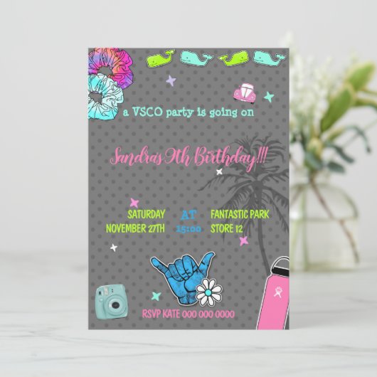 Invitation 004 Fête d'adolescente thème tendance vsco (Debout devant)